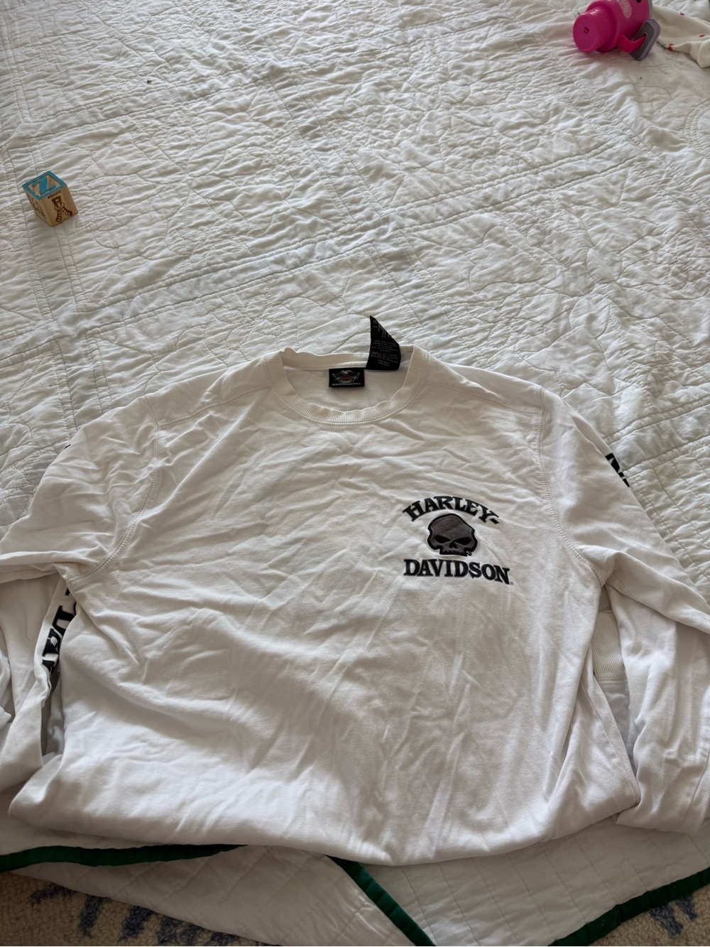 Harley-Davidson White Long-Sleeve Shirt with Black Logo